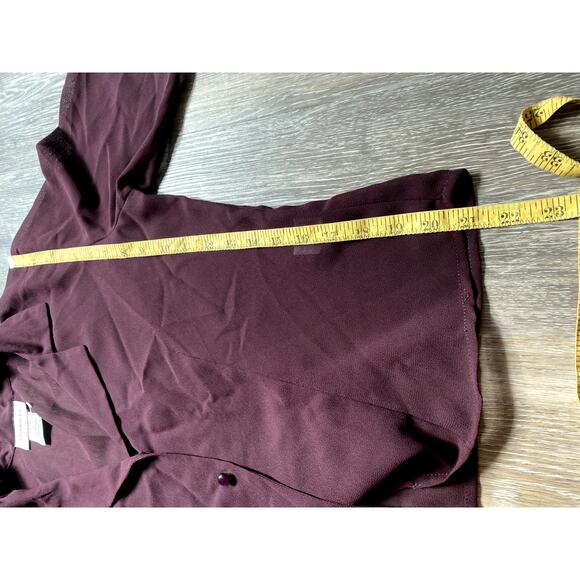Vintage 90s Sheer Slinky Burgundy Blouse 12 Silky Model Off Duty Fairy Grunge - Picture 8 of 8